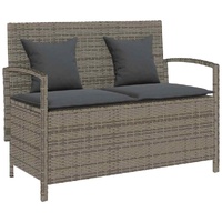 Garden Storage Bench with Cushion Grey Poly Rattan