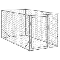 Outdoor Dog Kennel with Door 2x1x1 m Galvanised Steel