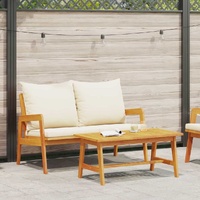 Bistro Set with Cushion 2 pcs Oil Natural Solid Acacia Wood