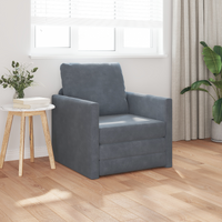 Floor Sofa Single Convertible Velvet 74x77x81 cm Dark Grey