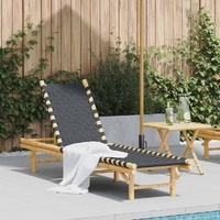 Sun Lounger with Black Woven Webbing 55x200x30 cm Bamboo