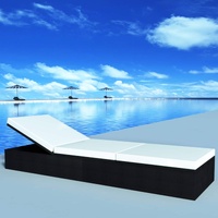 Sunlounger Black Poly Rattan