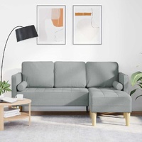 3-Seater L-shaped Sofa in Light Grey, 160 cm Fabric