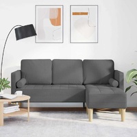 3-Seater L-Shaped Sofa in Dark Grey, 160 cm Fabric