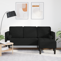 3-Seater L-Shaped Sofa Black 160 cm Fabric