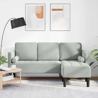 3-Seater Sofa with L-shaped Chaise in Light Grey 160 cm Velvet