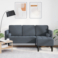 3-Seater Sofa with Chaise L-shaped Dark Grey 160 cm Velvet