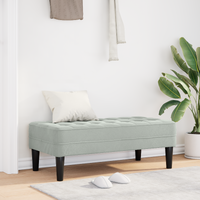 Bench Light Grey 113 cm Velvet