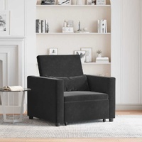 3-in-1 Single Sofa Bed Convertible Black Velvet