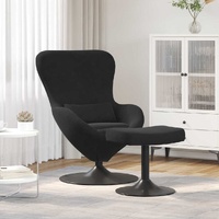 Egg Chair with Footstool Black Velvet
