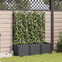 Garden Planter 3 pcs Black 120 x 40 x 143 cm Plastic