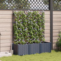 Garden Planter with Trellis 3 pcs Grey 120x40x143 cm