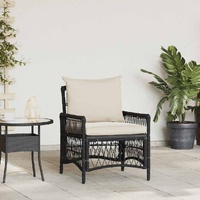 Garden Chair with Cushions Black 60x70x78 cm Poly Rattan