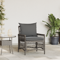Garden Chair with Cushions Grey Poly Rattan