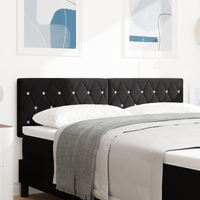 Headboard with Crystal Button Tufting in Black Velvet, 140 cm