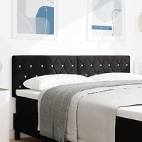 Headboard with Crystal Buttons, Tufted, Black, 160 cm, Velvet