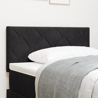 Black Velvet Headboard with Diamond Blocks Design – 100cm
