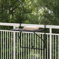 Hanging Balcony Table Folding Black 60 x 39 x 65 cm Steel