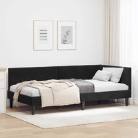 Corner Bed Frame with Headboard Black 90 cm x 190 cm Velvet