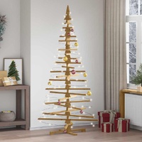 Wooden Christmas Tree with Stand Brown 210 cm Solid pine wood