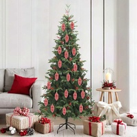 Christmas Pine Cone Ball 40 pcs Red Plastic