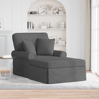 Chaise Lounge with Skirt with Cushion 3 pcs Dark Grey Fabric