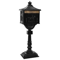 Standing Mailbox Black 42.5 x 29.5 x 117 cm Cast Aluminum
