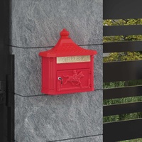 Wall Mounted Mailbox Red 40.5 x 16 x 45 cm Cast Aluminum