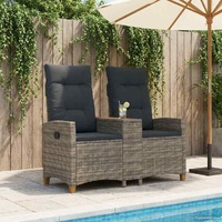 Reclining Bench with Table Grey and Dark Grey 126 x 65 x 112 cm