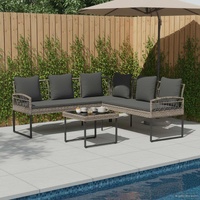 Garden sofa set with Cushion 2 pcs Grey Poly Rattan and Steel
