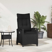 Reclining Garden Chair Black 56 x 60 x 112 cm Poly Rattan
