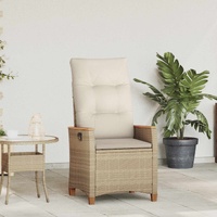 Reclining Garden Chair Beige and Cream 64 x 57.5 x 112 cm