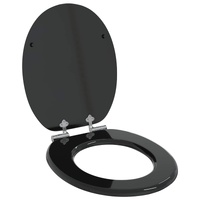 Soft-Close Toilet Seat Black 44 x 38 cm MDF board