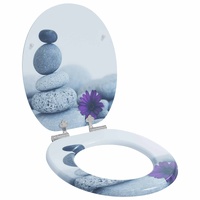 Soft-Close Toilet Seat Grey 44 x 38 cm MDF board