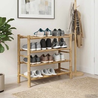 Shoe Rack with Shelf Natural 68 x 28 x 63 cm Bamboo