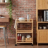Kitchen Trolley with Wheels Natural 46 x 38 x 76 cm Bamboo
