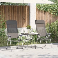 Folding Camping Chairs 2 pcs Grey Aluminium