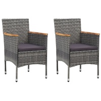 Garden Dining Chairs 2 pcs Poly Rattan Grey