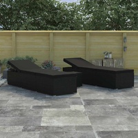 Garden Sunloungers Reclining 3 pcs Black Poly rattan