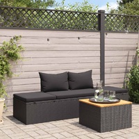 Sun Bed with Cushions Poly Rattan Black