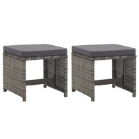 Garden Stools 2 pcs with Cushions Poly Rattan Anthracite