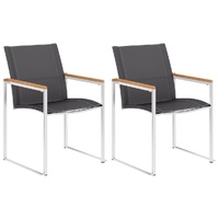 Garden Chairs 2 pcs Textilene and Stainless Steel Grey