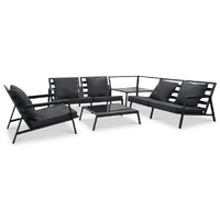 5 Piece Garden Lounge Set with Cushions Aluminium Dark Grey