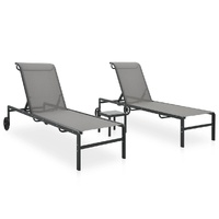 Sun Loungers 2 pcs with Table Textilene and Steel