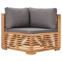 Garden Corner Sofa with Grey Cushion Solid Teak Wood