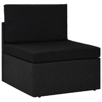 Sectional Middle Sofa Poly Rattan Black
