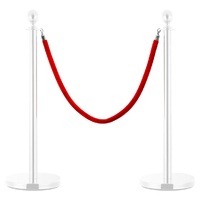 Stanchion Stand Rope Red and Silver Velvet