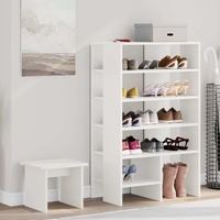 Shoe Cabinet with Shelf 2 pcs White Engineered Wood