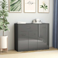 Sideboard High Gloss Grey 88x30x70 cm Engineered Wood