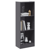 3-Tier Book Cabinet High Gloss Grey 40x24x108 cm Engineered Wood
